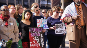 LGBT activists and allies rally in Washington, DC in support of the equal health and livelihood for trans people.