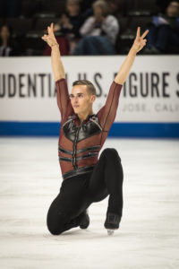 American figure skater Adam Rippon (who has come out as gay) competing in the 2018 Winter Olympics.