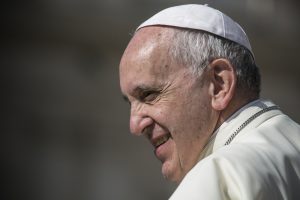 A photo of Pope Francis at a ceremony in the Vatican City.