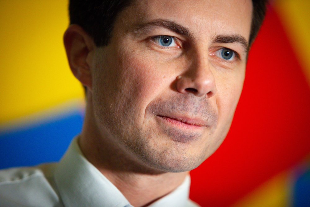 2020 U.S. presidential contender Pete Buttigieg at a campaign rally in Manchester, New Hampshire on April 5, 2019.
